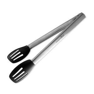 Pampered Chef Stainless Steel and Black Large Chef’s Tongs